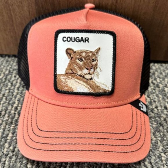 Goorin Bros Animal The Farm Trucker Baseball Snapback Hat Cap Cougar Coral